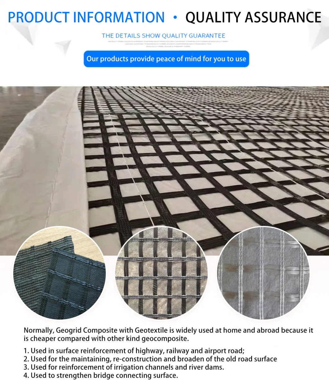 30/30kn PP Combigrid Biaxial Geogrid Composite with 100g Non Woven Geotextile Global Sold